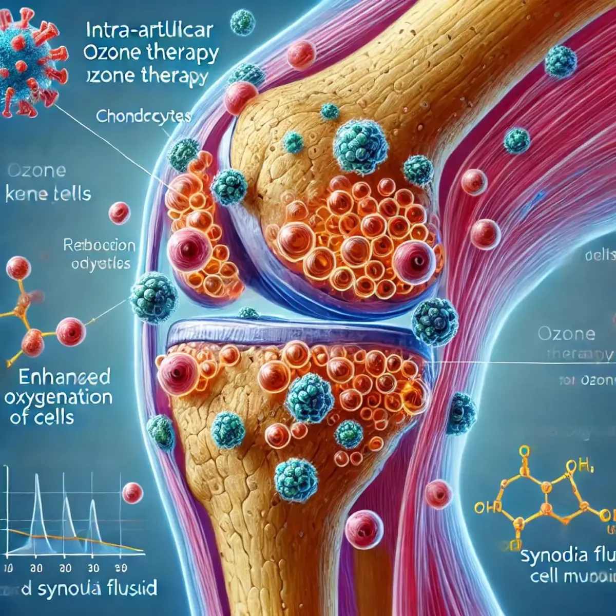 Intra-articular ozone therapy illustration