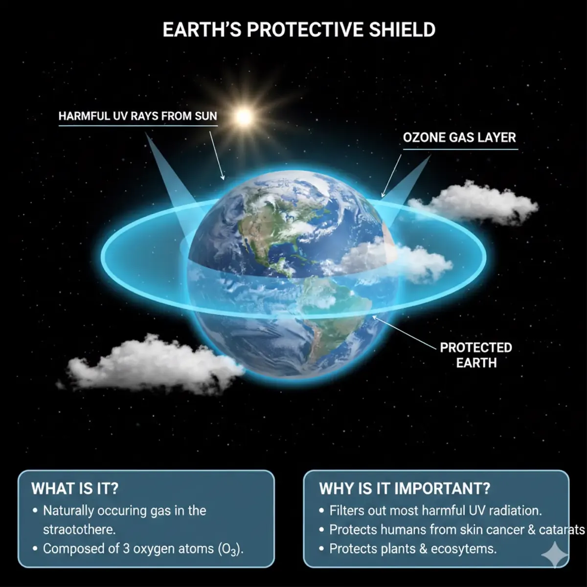 Ozone protective layer in the stratosphere